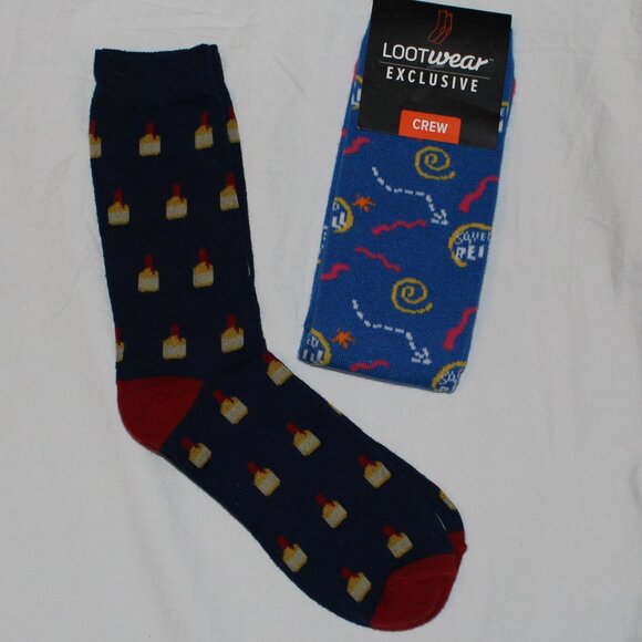Makers' Mark Bourbon Bottle & Saved by the Bell Graphic Men's Cotton Dress Socks - Picture 1 of 8